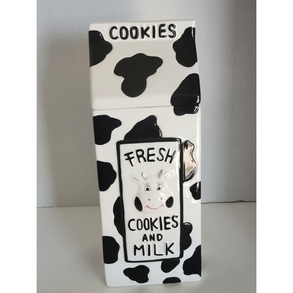 Vintage Houston Harvest Fresh Cookies And Milk Ceramic Cookie Jar